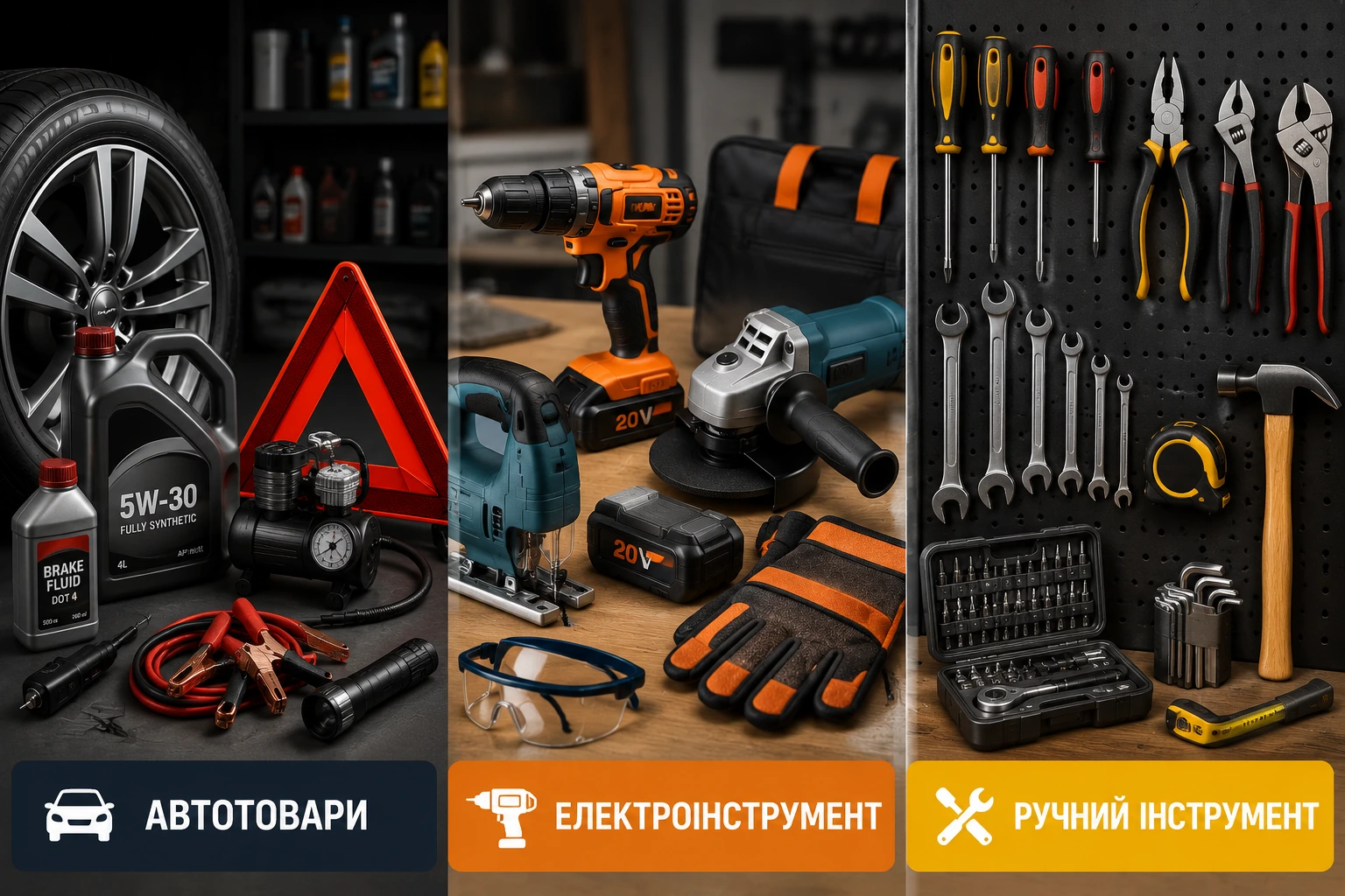 Автотовари, електроінструмент, ручний інструмент