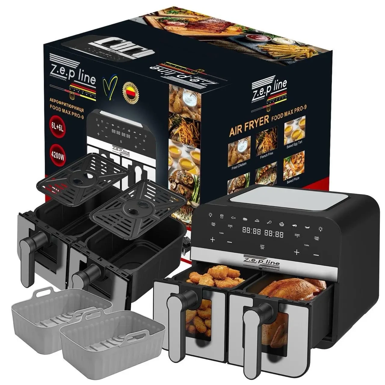Аерофритюрниця Zepline ZP0218, 12 л, двокамерна, 4200 Вт