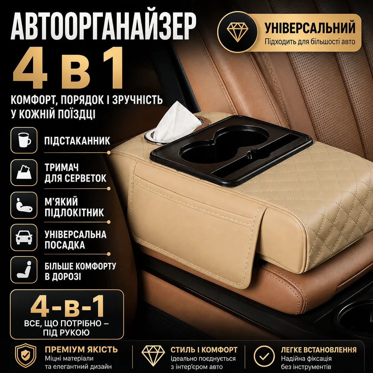 Багатофункціональний автомобільний органайзер 4-в-1
