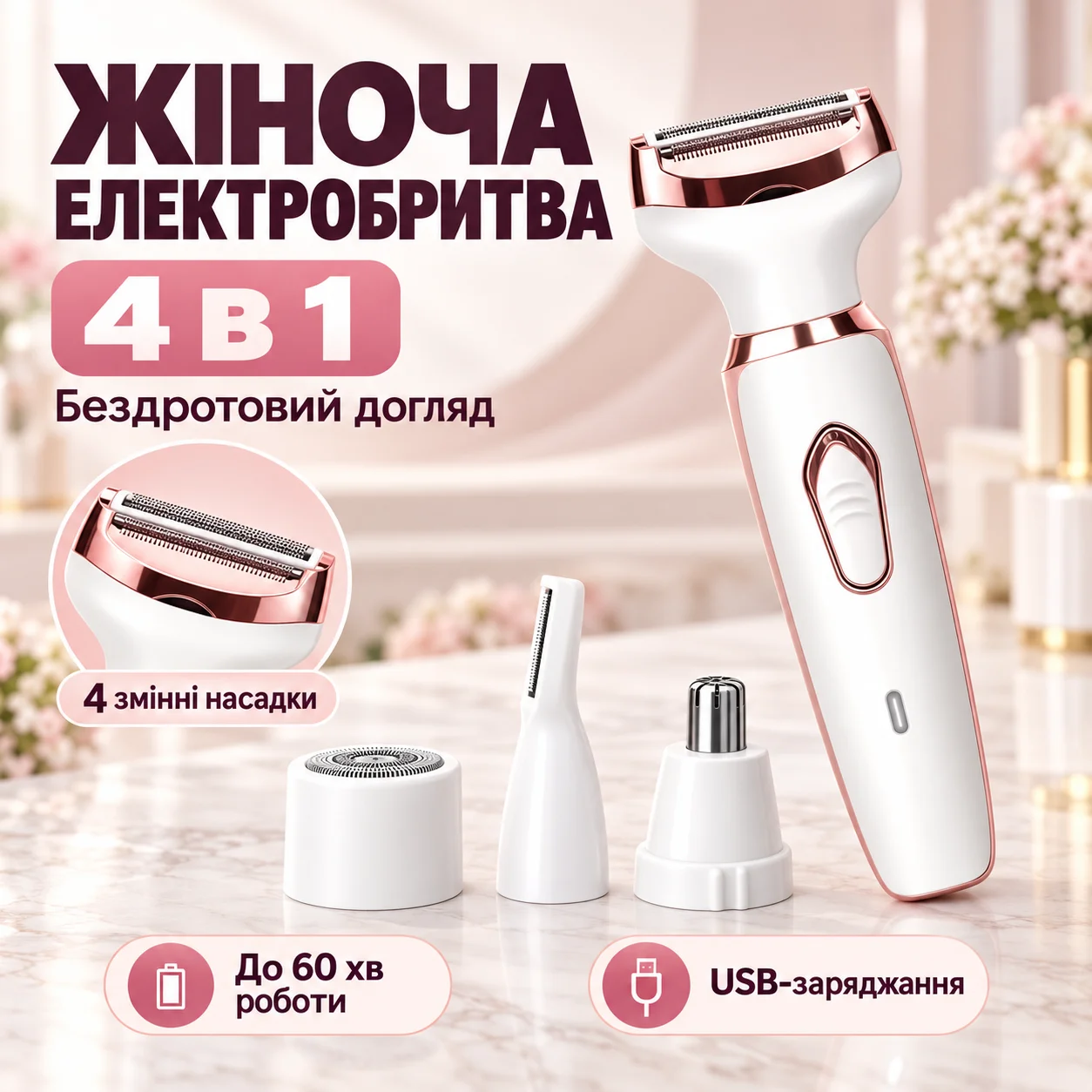 Безпровідна електробритва 4в1 для жінок