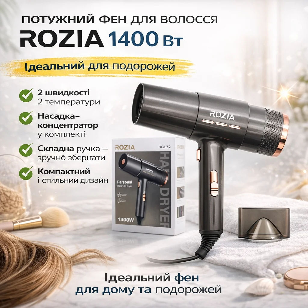 Дорожній фен Rozia HC8152 із концентратором