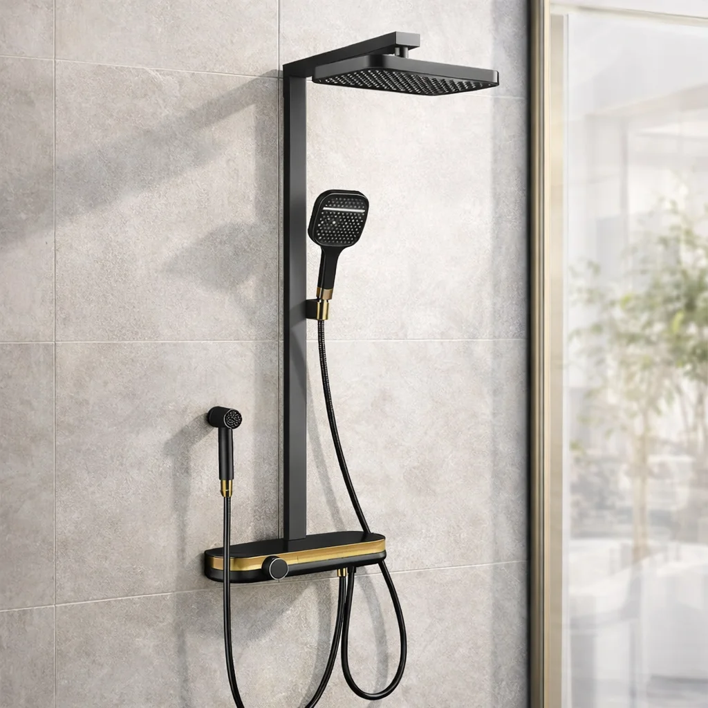 Душова стійка з тропічним душем Shower Set YLN16090L та змішувачем AND, золотий