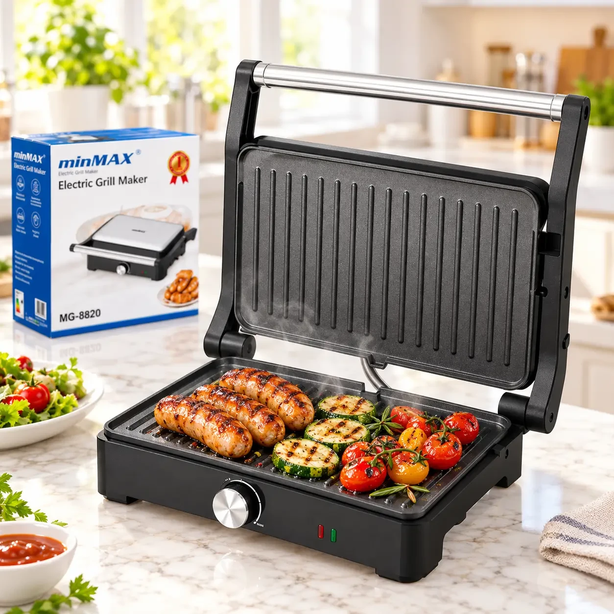 Електрогриль minMAX MG-8820 Сріблястий