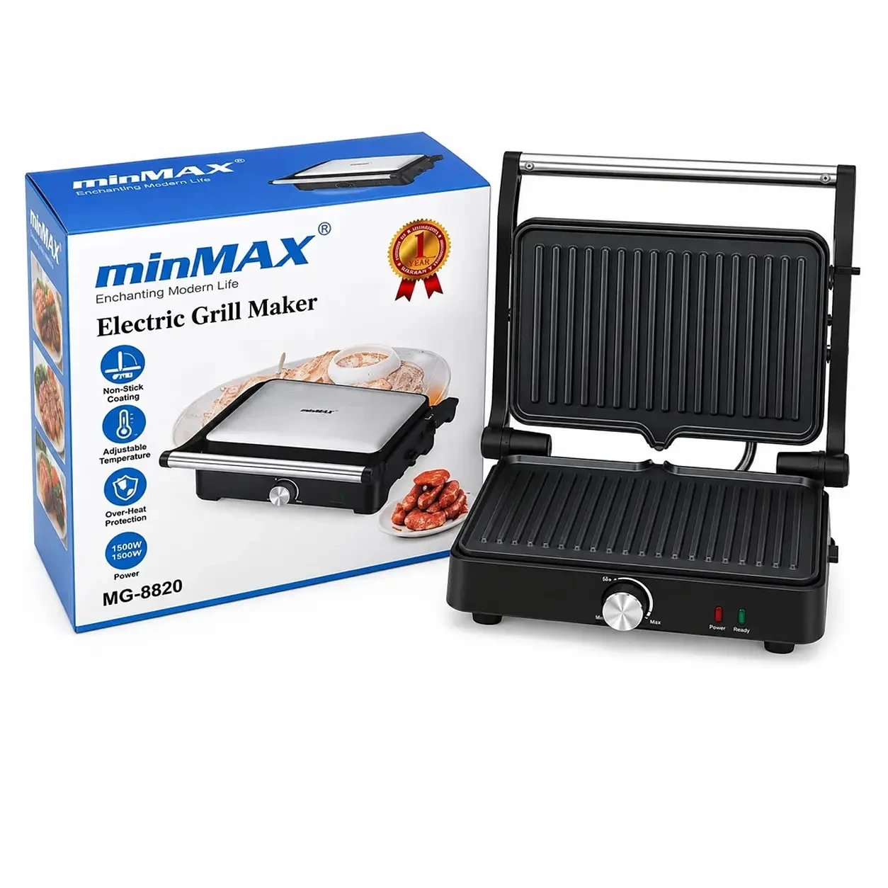Електрогриль minMAX MG-8820 Сріблястий