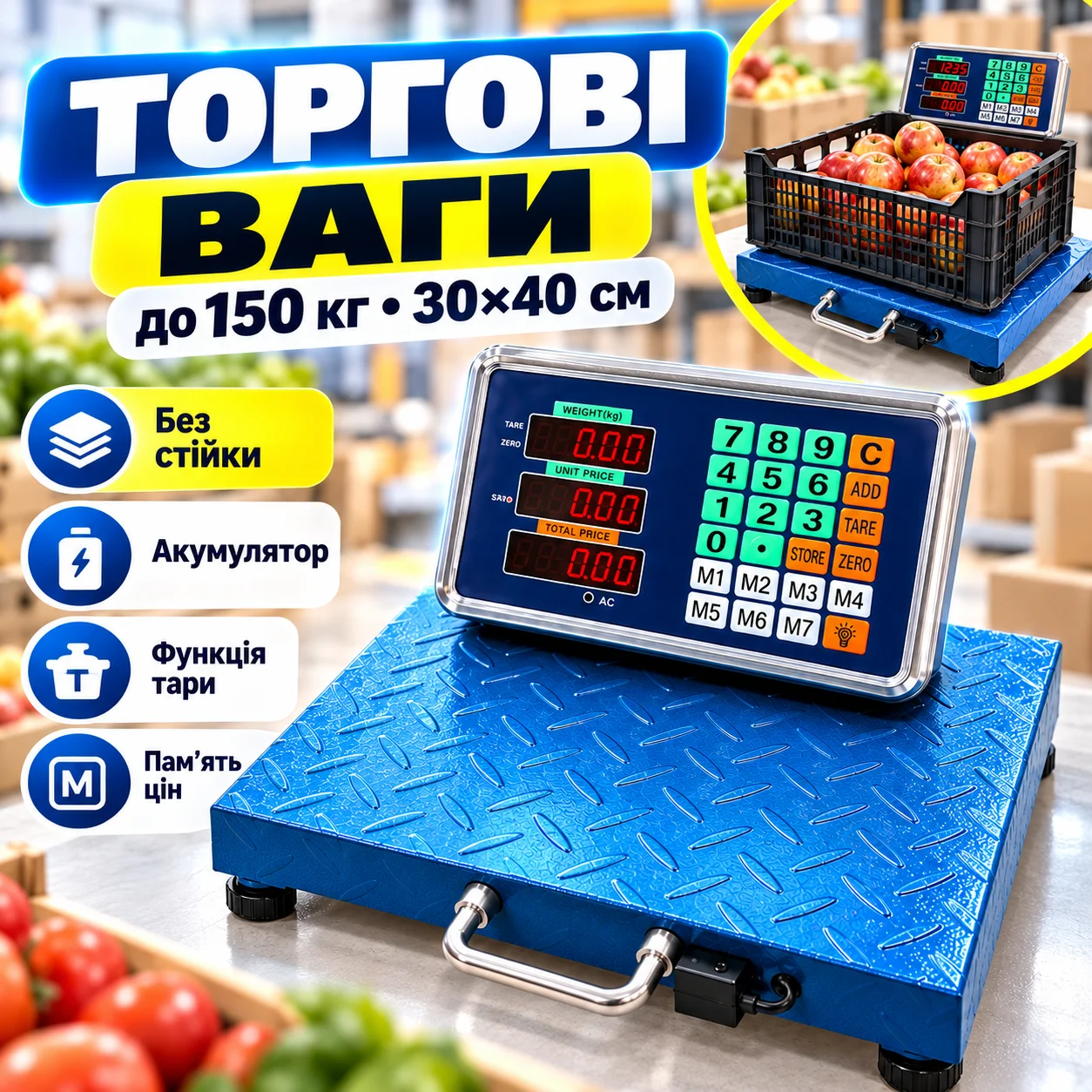 Електронні платформні ваги до 150 кг