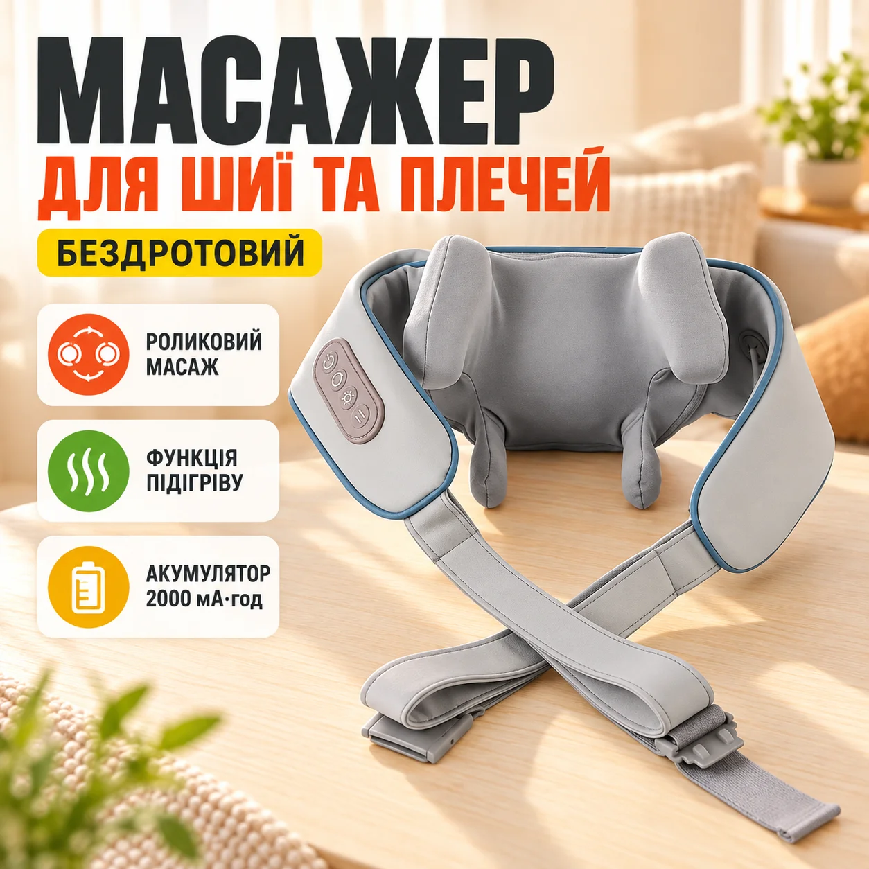 Електричний масажер із підігрівом для шиї, плечей та тіла