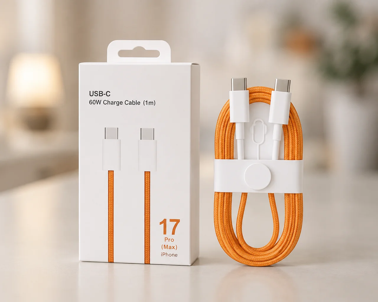 Кабель USB Type-C — USB Type-C 60W, тканинний, 1 м із ключем для SIM-карти 26X-196