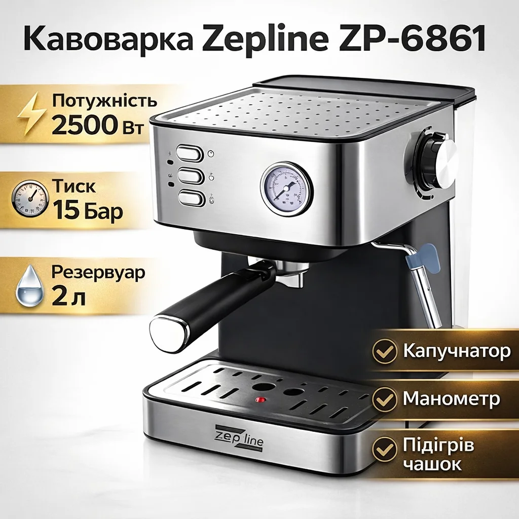 Кавоварка ріжкова Zepline ZP-6861