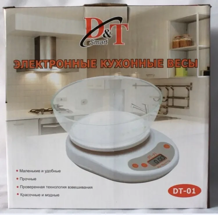 Кухонні ваги DT-01 з чашею, до 5 кг, білого кольору