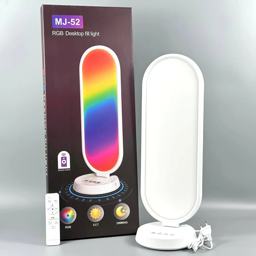 Настільна світлодіодна лампа MJ-52 з RGB та пультом, 3000–6500 К
