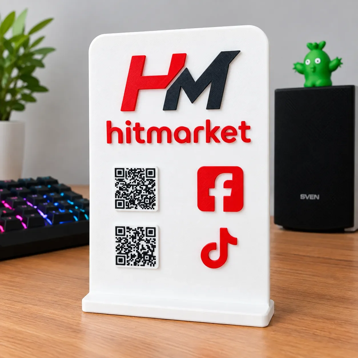 Настільна табличка з QR-кодом на стіл з логотипом