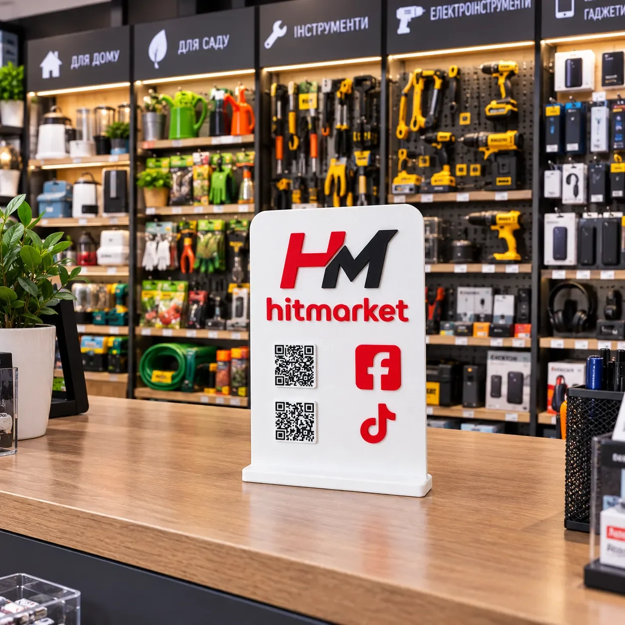 Настільна табличка з QR-кодом на стіл з логотипом