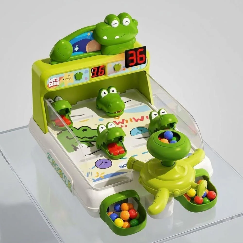 Пінбол для дітей «Крокодил» USB LED з музикою, 20 куль, зелений