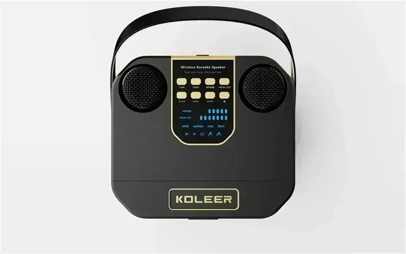 Портативна караоке Bluetooth-колонка Koleer+2 із двома бездротовими мікрофонами 100 Вт