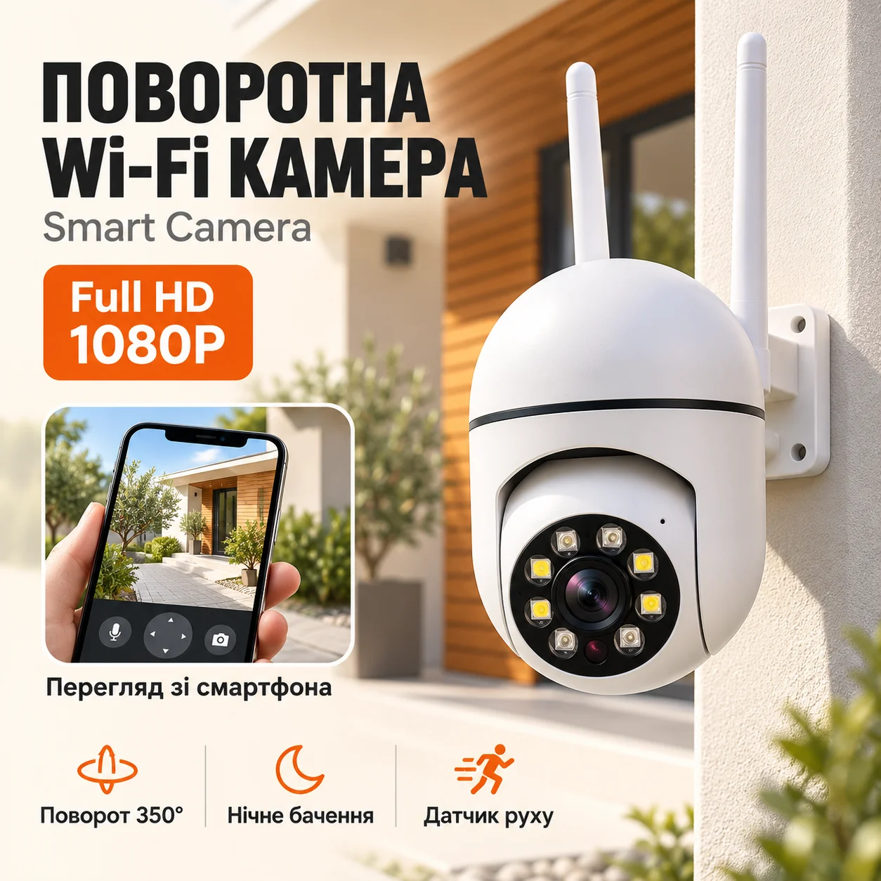 Поворотна погодозахисна IP-камера Модель 15 з хмарним зберіганням