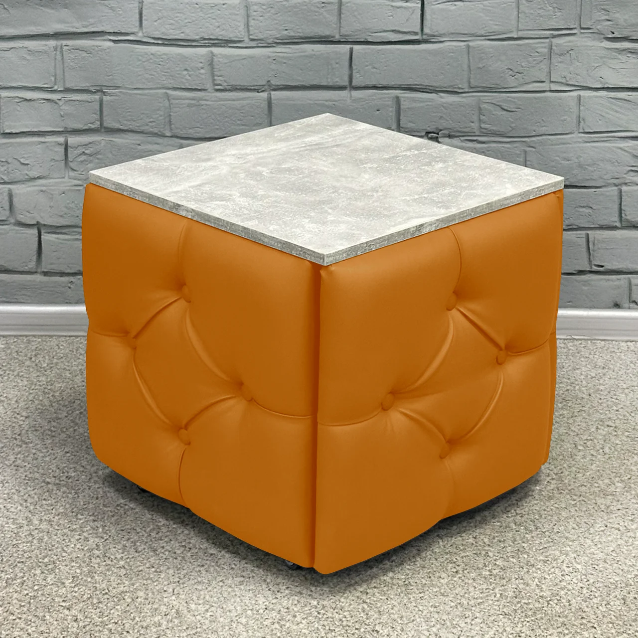 Пуф-трансформер 5в1 Остін-1 зі столиком з екошкіри — рижий/сірий бетон 4-6-9005