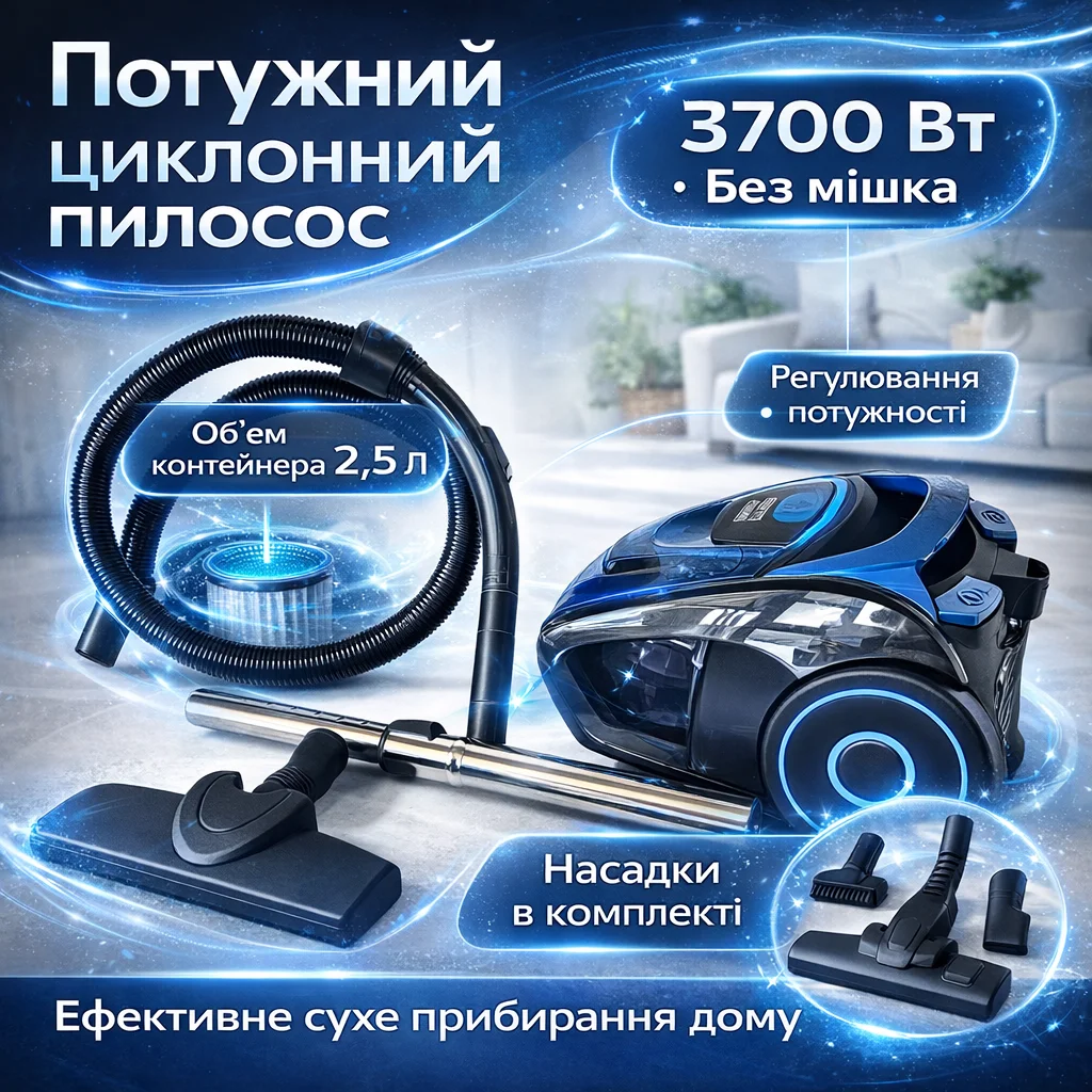 Пилосос Rainberg RB-652B контейнерний циклонний, синій