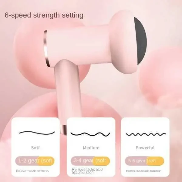 Ручний масажер Replicates Shiatsu Massager YX-720 для тіла, акумуляторний, із насадками, антицелюлітний, рожевий