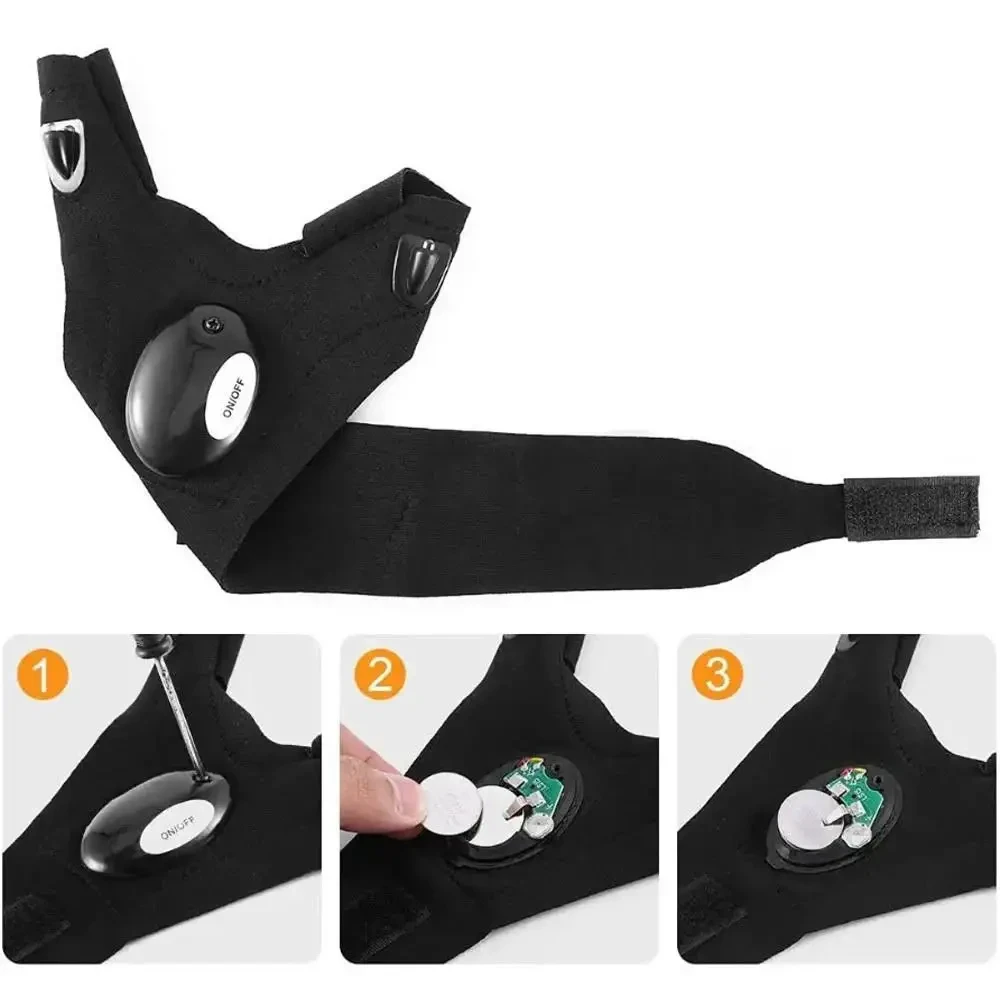 Рукавичка з вбудованим ліхтариком Glove Light, чорна