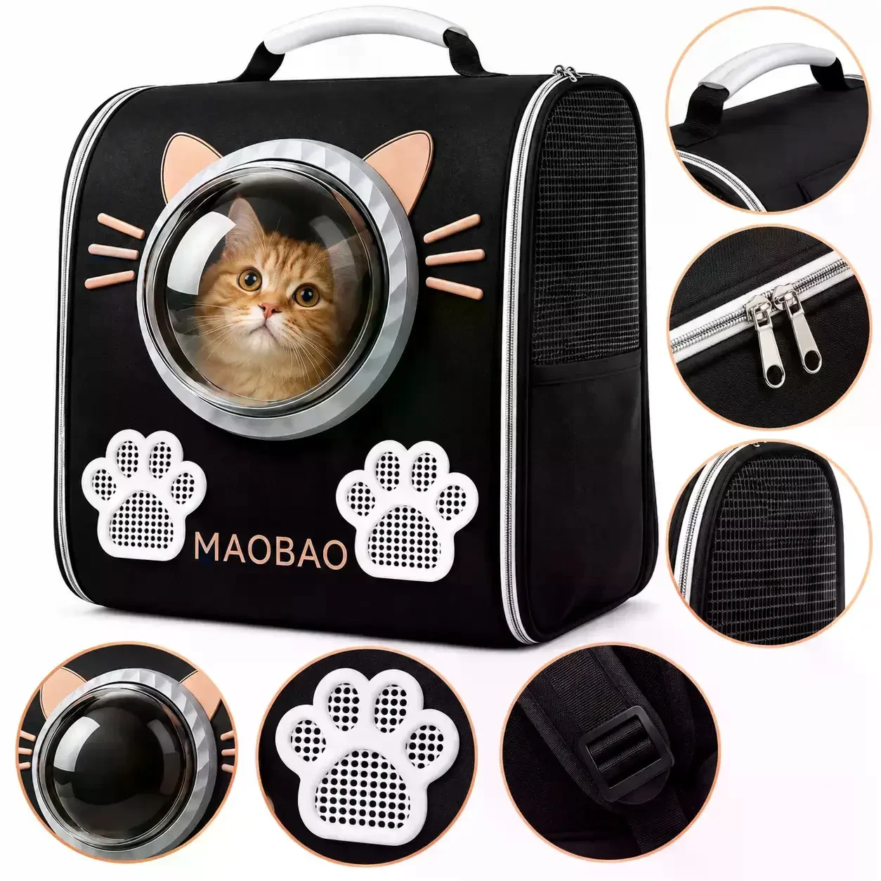 Рюкзак-переноска S-cat1 для котів 36×24×40 см чорний