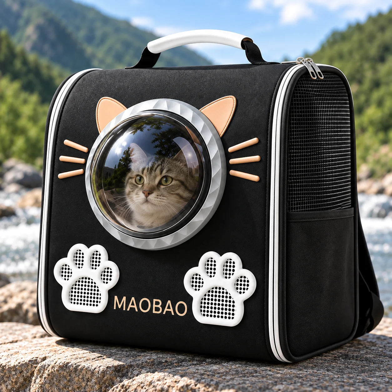 Рюкзак-переноска S-cat1 для котів 36×24×40 см чорний