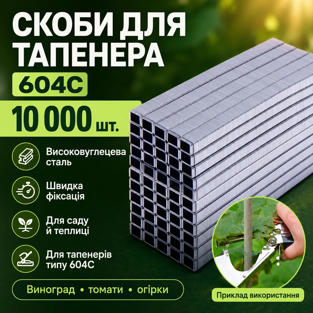 Скоби для садового степлера 604С, 10000 шт