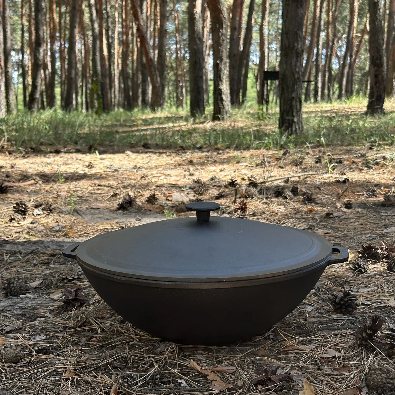 Сковорода WOK-08 чавунна з кришкою, 8 л