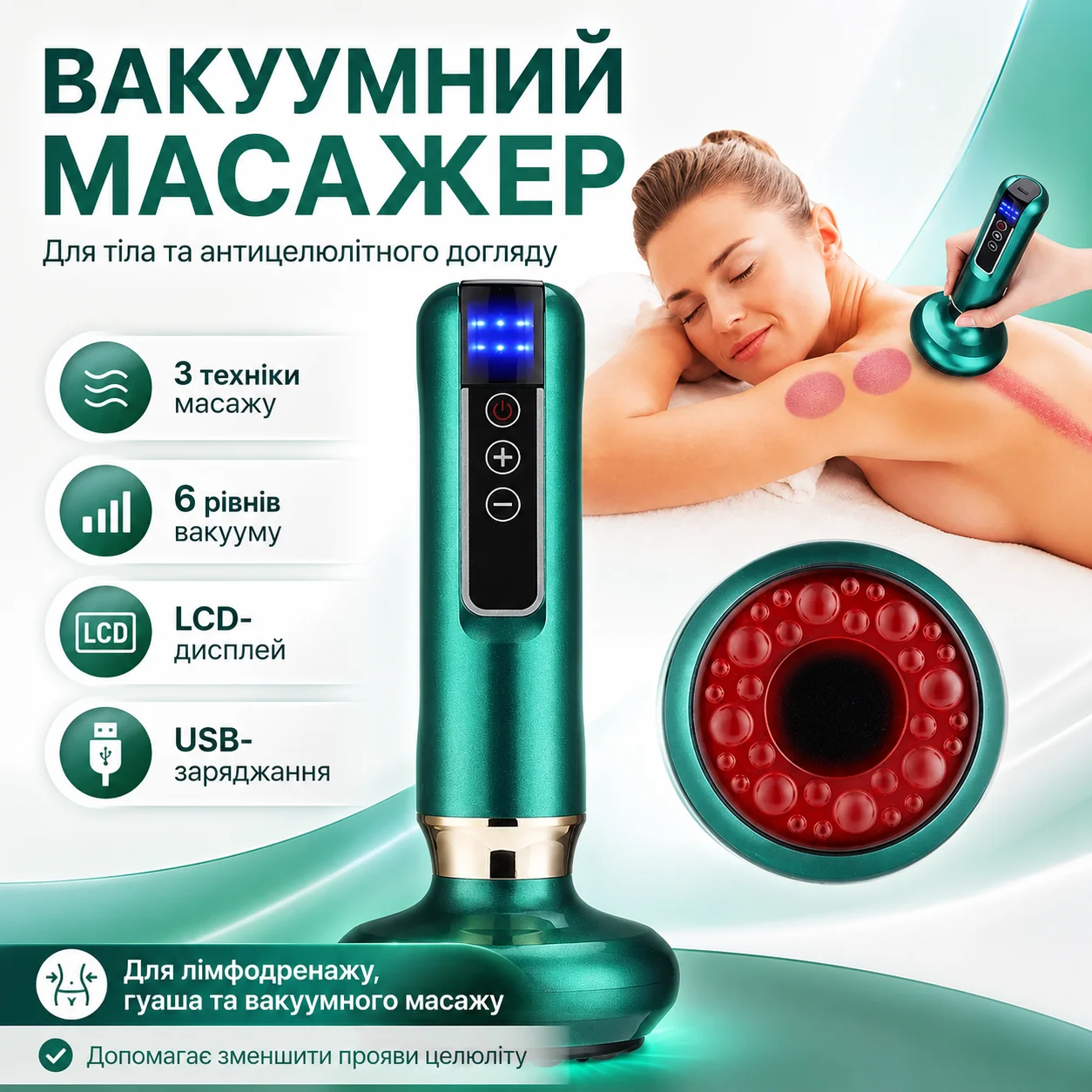 Вакуумний антицелюлітний масажер для тіла