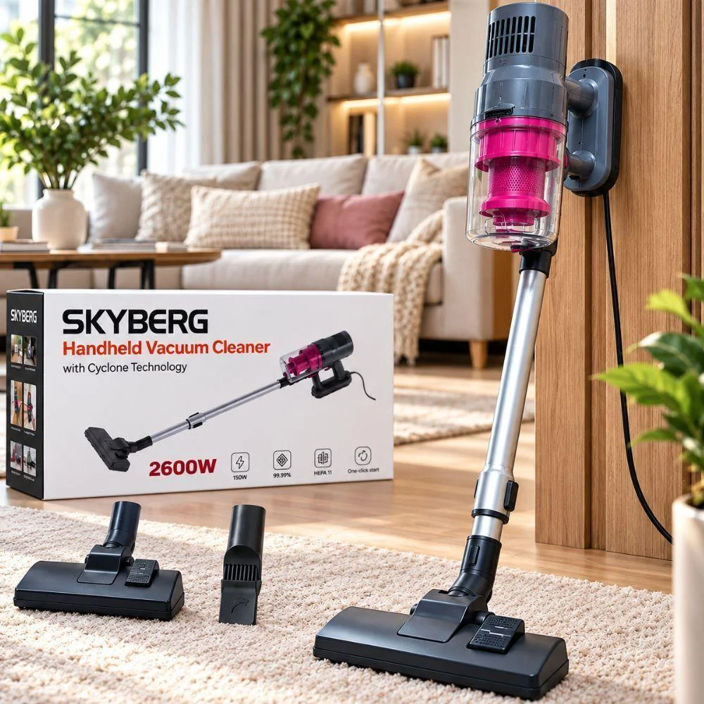 Вертикальний та ручний пилосос SKYBERG YX-610, 2600 Вт, 0.8 л, рожевий